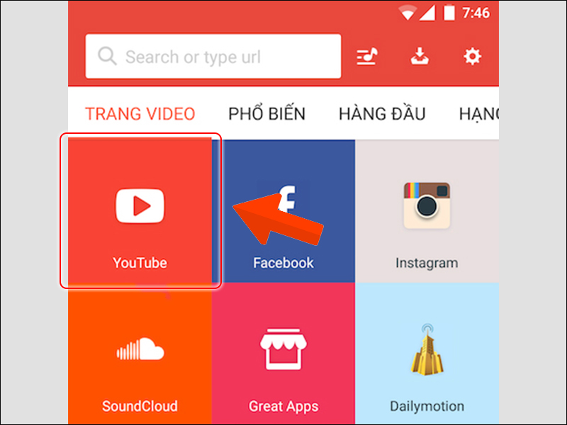 Truy cập vào YouTube